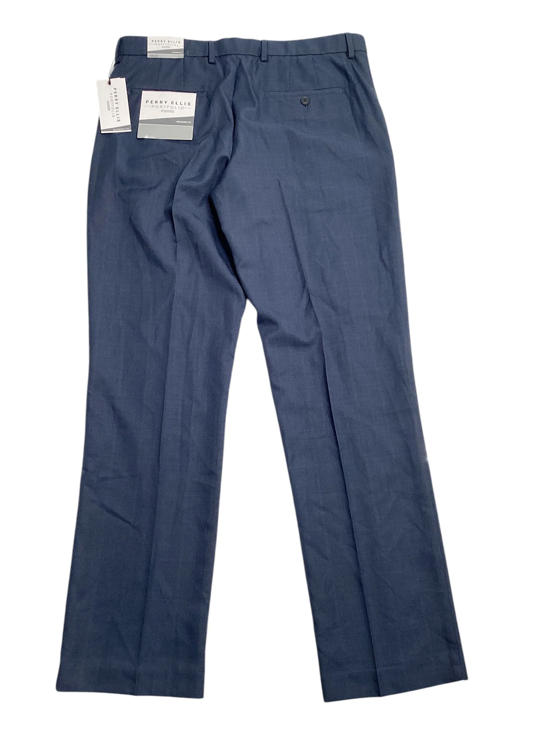 Perry Ellis Portfolio Mens Modern fit Casual Pants 34 / 29 Blue Plaid