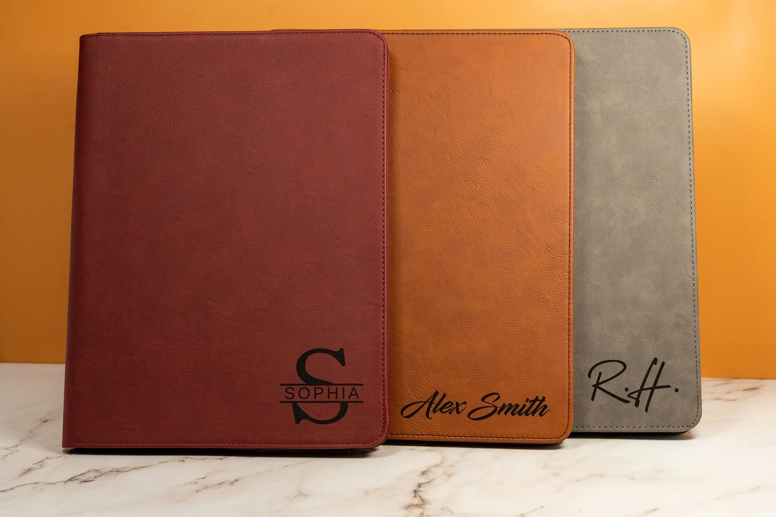 Personalized Leather Padfolio with Zipper & Pen