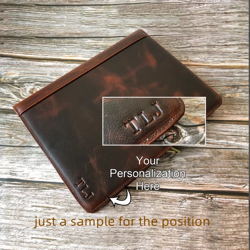 Personalized Leather Portfolio A4, iPad mini5/6 8.3 inch Tablet Case Portfolio, Document Organizer Folders, Business Portfolio for Birthday Gift