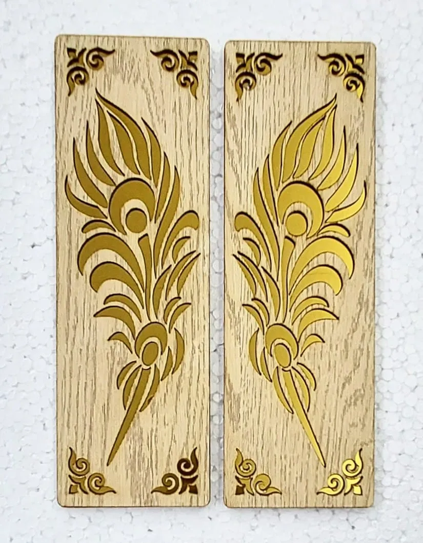 Pinewood Wall Decor with Laser cutting Golden Effect for Home and Office Decor (3 Pcs Set, 12X15 Inch)