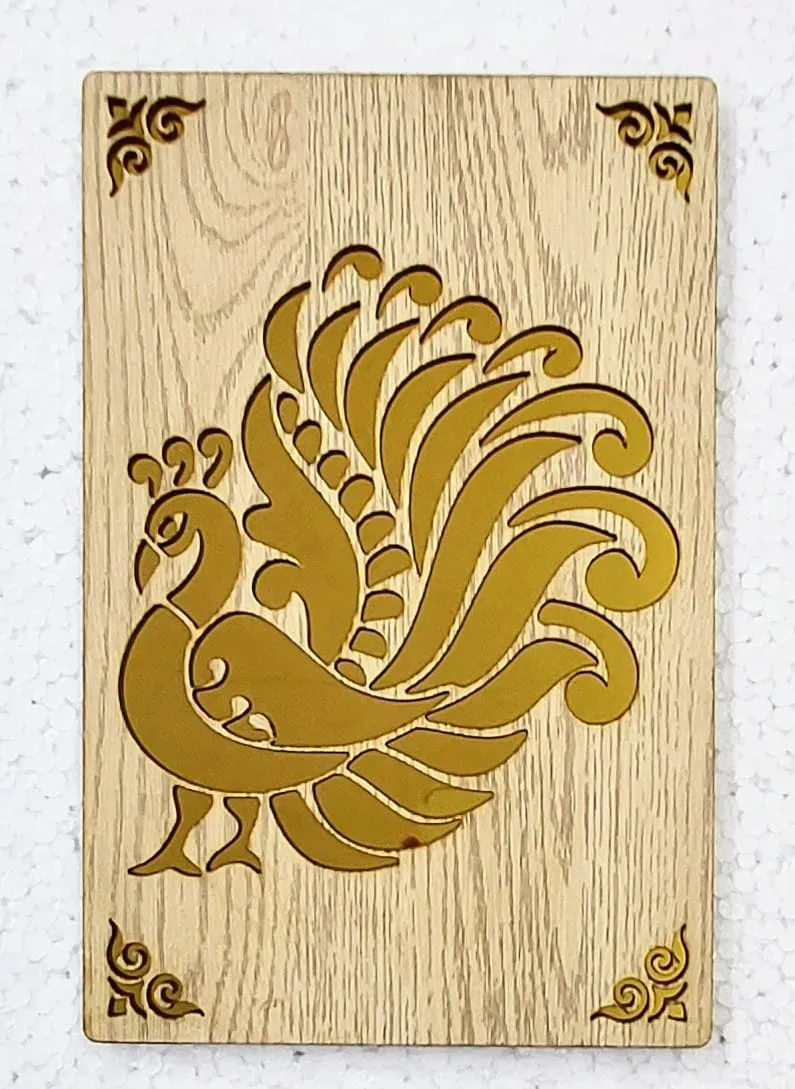 Pinewood Wall Decor with Laser cutting Golden Effect for Home and Office Decor (3 Pcs Set, 12X15 Inch)
