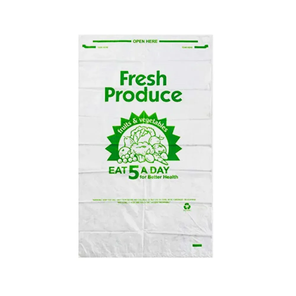 Produce Bag Clear 5-A-Day Hi- Dens 11 mic  12" x 20"