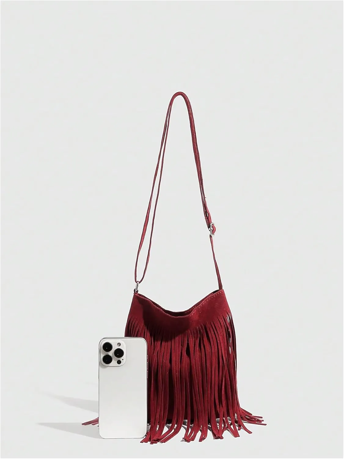 QWINEE Women's Fringe Hobo Bags Tassel Vintage Suede Crossbody Bag Shoulder Bags