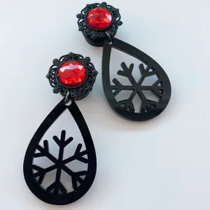 Red Teardrop Snowflake Dangle Plugs