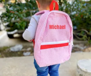 Seersucker Backpack - Red