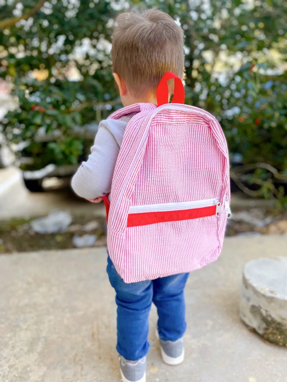Seersucker Backpack - Red