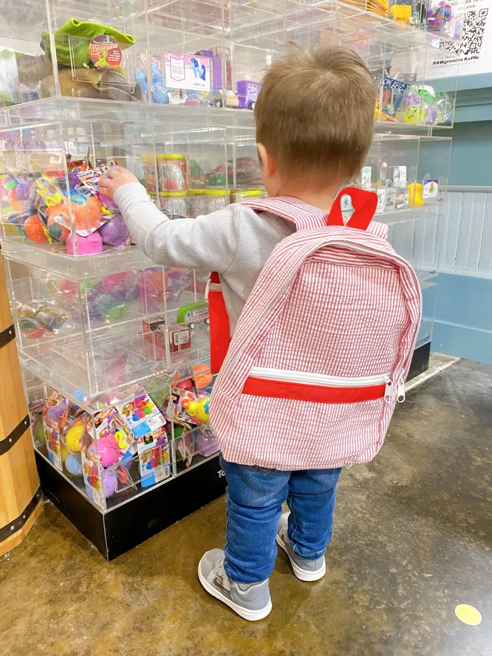 Seersucker Backpack - Red