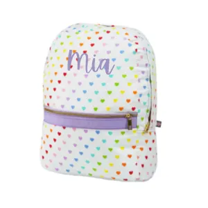 Seersucker Backpack - Tiny Hearts