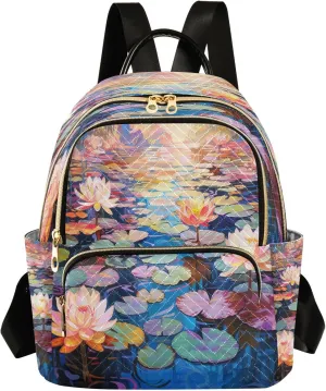 senya Pond Lotus Women Backpack Purse Travel Daypack Shoulder Bag