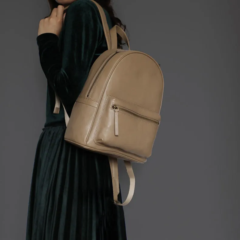 Stylish Womens Small Black Leather Backpack Leather Rucksack