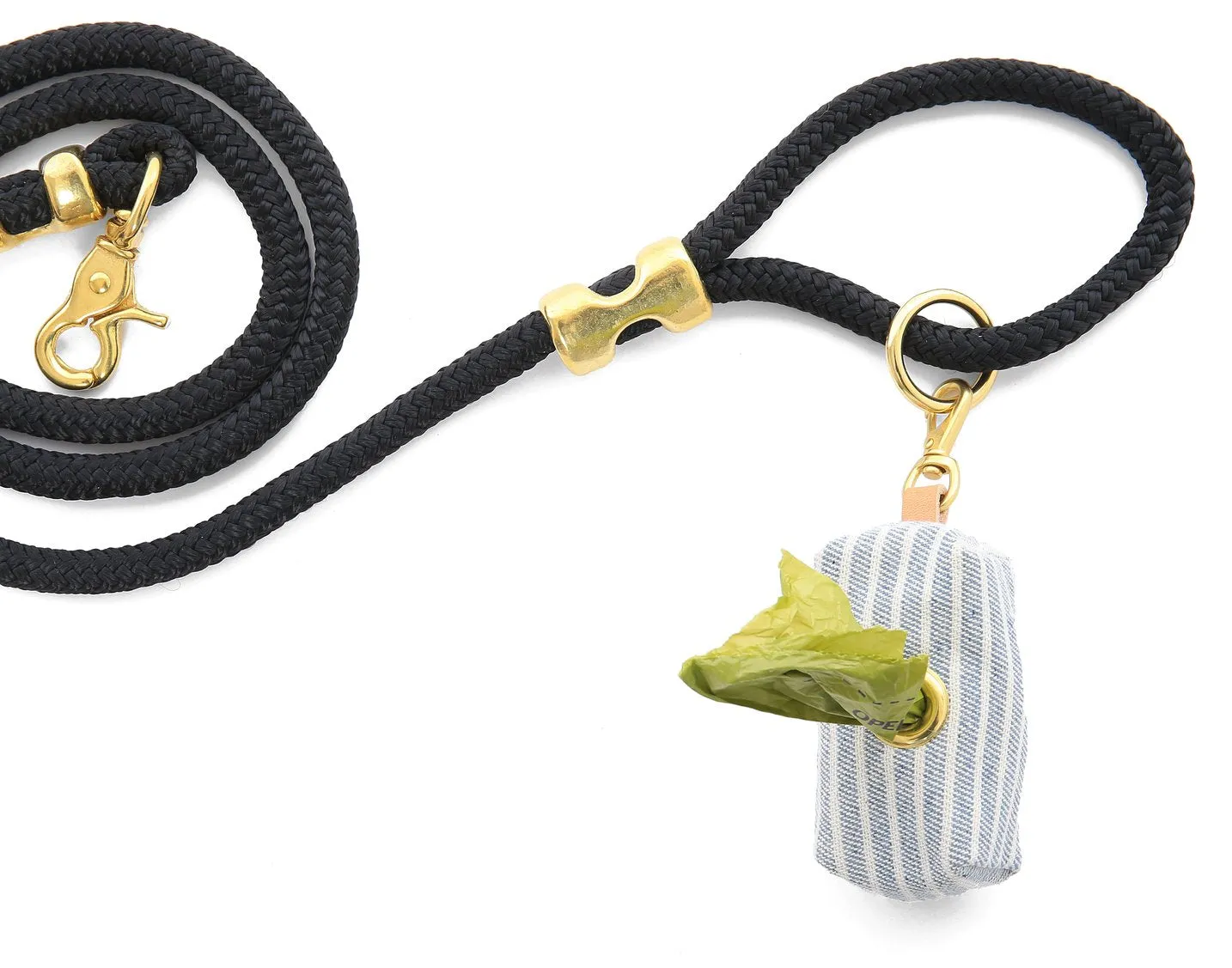 THE FOGGY DOG | Upcycled Denim Railroad Stripe Leash Bag