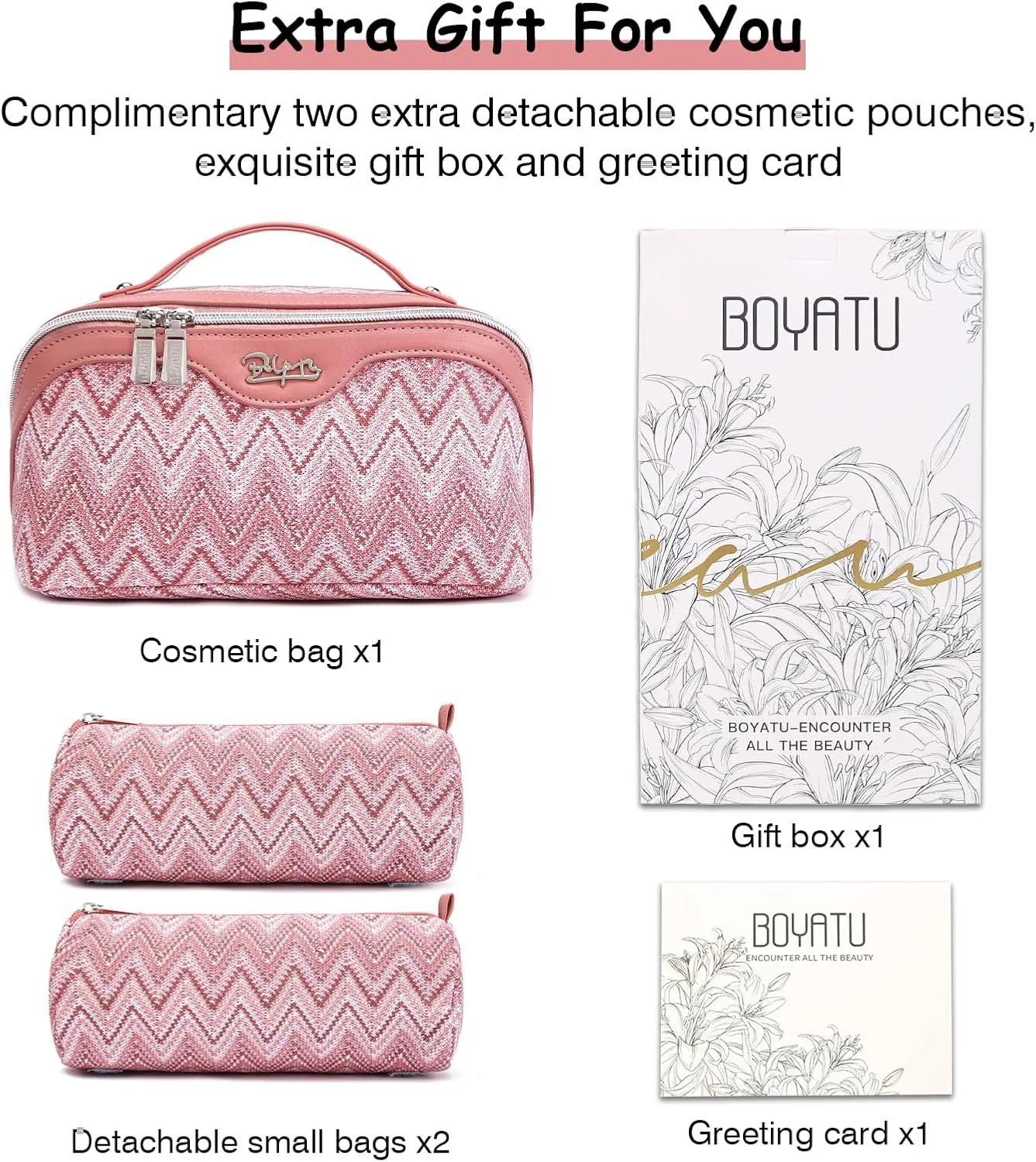 Travel Cosmetic Bag Makeup Bags for Women: Western Boho Make up Bag Set of 3 - Large Vegan Leather Cosmetic Organizer Bags with Compartments & Handle & Divider(Red)