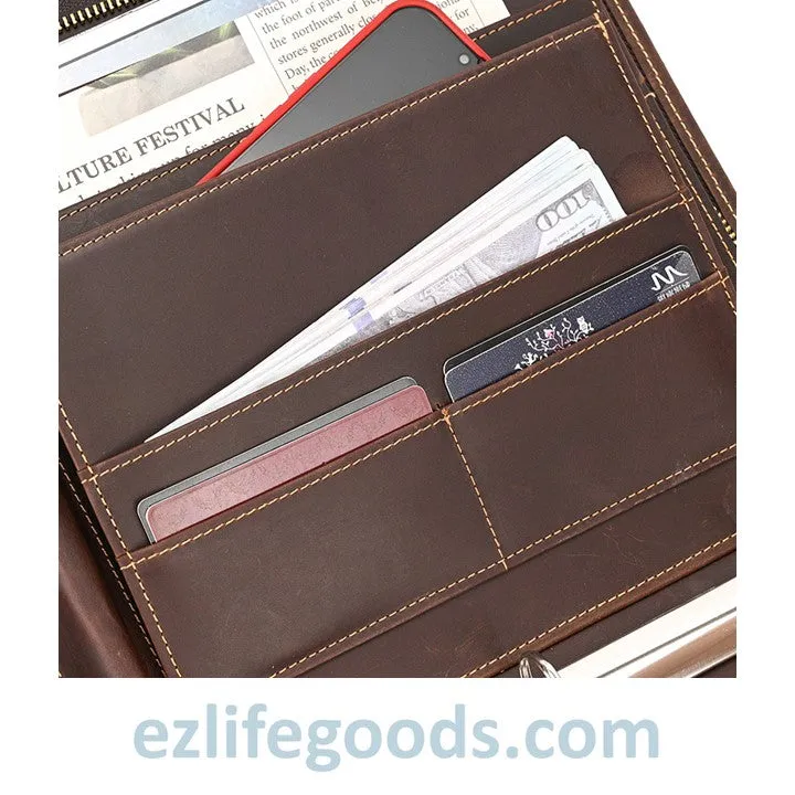 Unisex A4 Genuine Leather Portfolio Binder, Leather Business Portfolio | The Best Zippered Padfolio