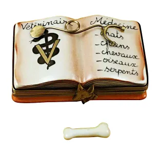 Veterinarian Book Limoges Porcelain Box