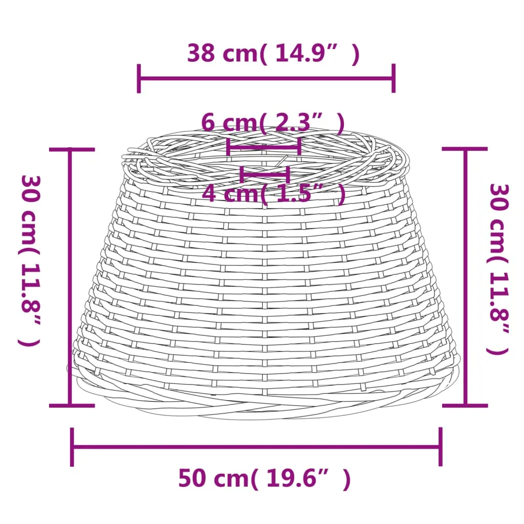 vidaXL Ceiling Lamp Shade White Ø50x30 cm Wicker