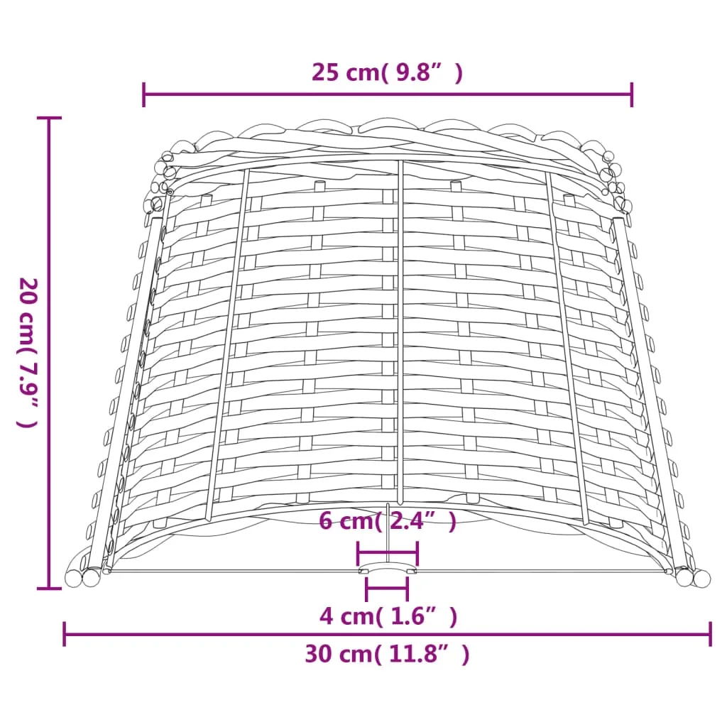 vidaXL Lamp Shade White Ø30x20 cm Wicker