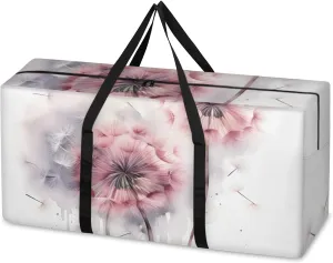 Watercolor Dandelion Extra Large Moving Bags Heavy Duty Storage Bags Mystical Dandelion Cloth Wrap Around Handles Double Zipper Reusable Convenient Foldable Storage Tote for Travel Camping Space Save