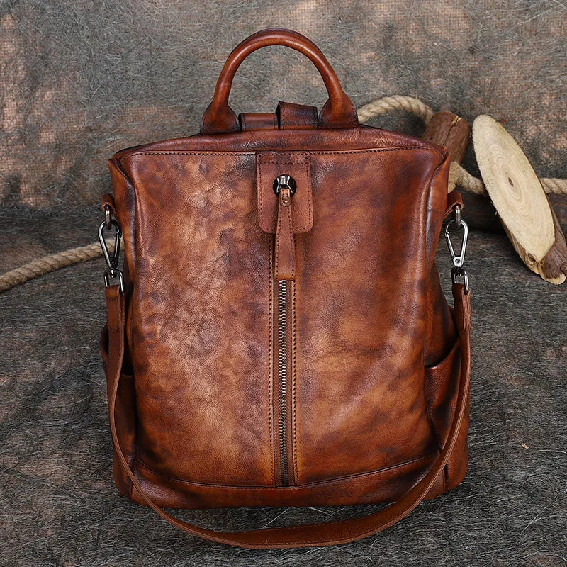 Womens Square Leather Satchel Backpack Purse Shoulder Handbags for Women