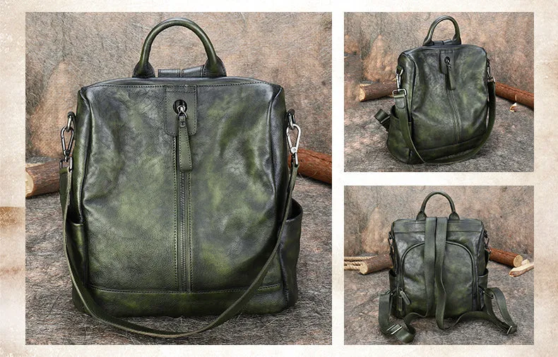 Womens Square Leather Satchel Backpack Purse Shoulder Handbags for Women