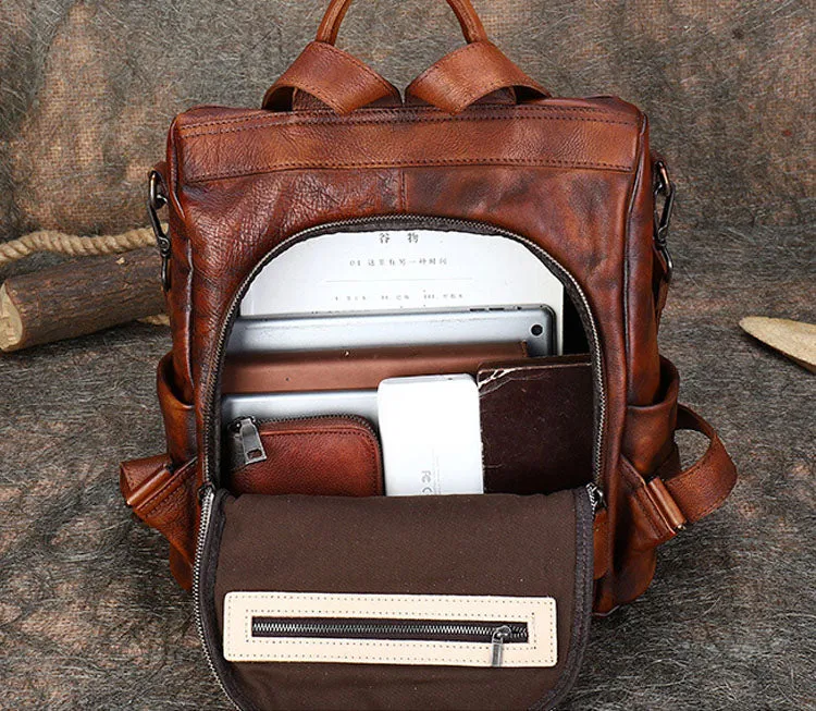 Womens Square Leather Satchel Backpack Purse Shoulder Handbags for Women