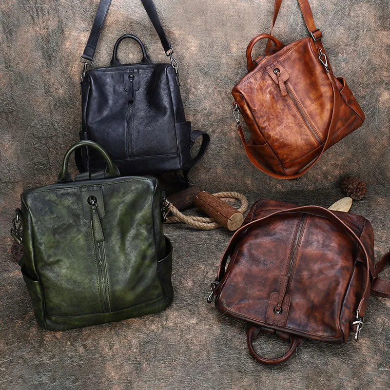 Womens Square Leather Satchel Backpack Purse Shoulder Handbags for Women