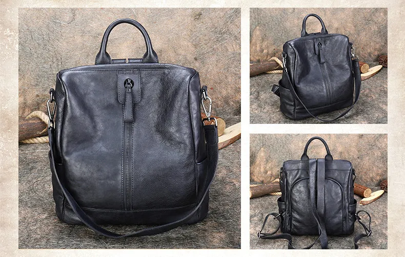 Womens Square Leather Satchel Backpack Purse Shoulder Handbags for Women