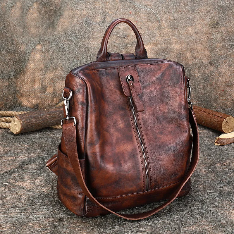 Womens Square Leather Satchel Backpack Purse Shoulder Handbags for Women