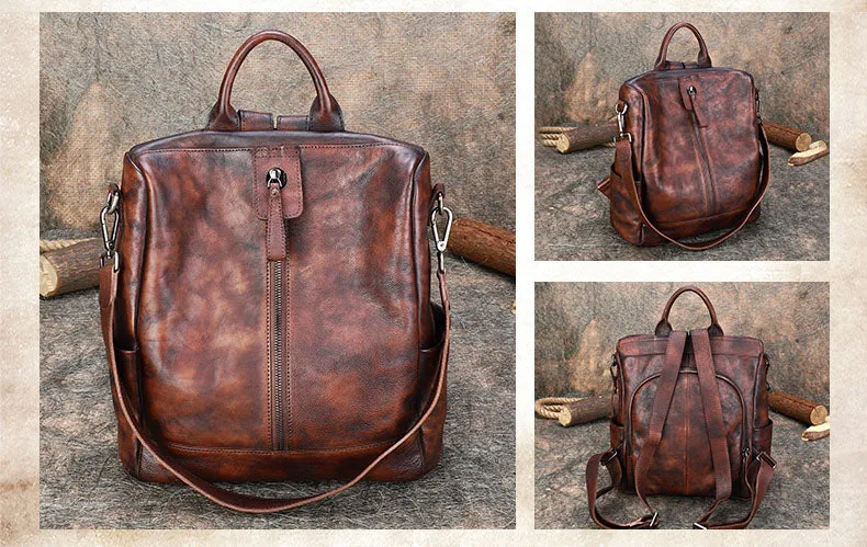 Womens Square Leather Satchel Backpack Purse Shoulder Handbags for Women