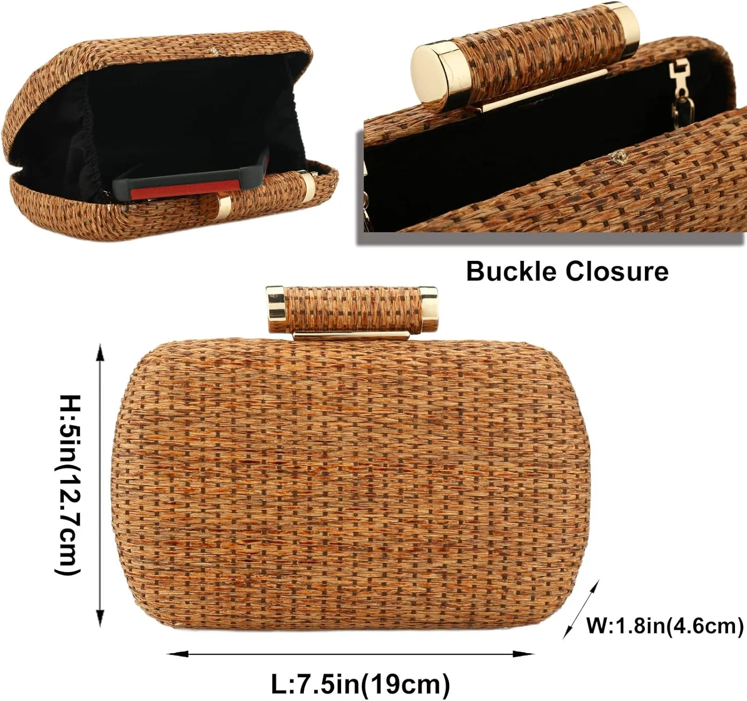 YYW Straw Clutch Purse for Women Wedding Hand-Woved Evening Straw Handbag Party Wedding Summer Beach Bag Wicker clutch