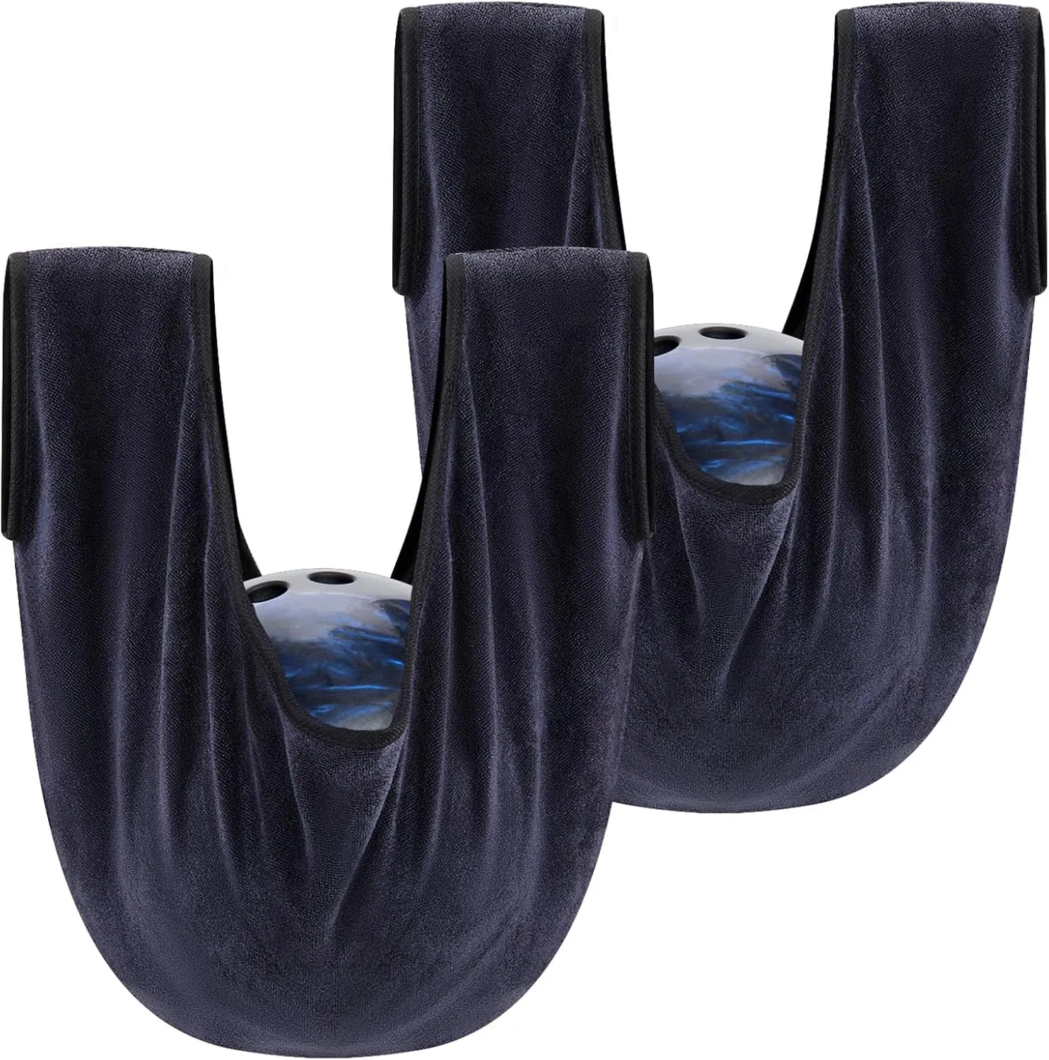 Zhanmai 2 Pack Bowling See Saws Washable Bowling Ball Polisher Bags Cleaner Holder Bags Black Towels for Cleaning