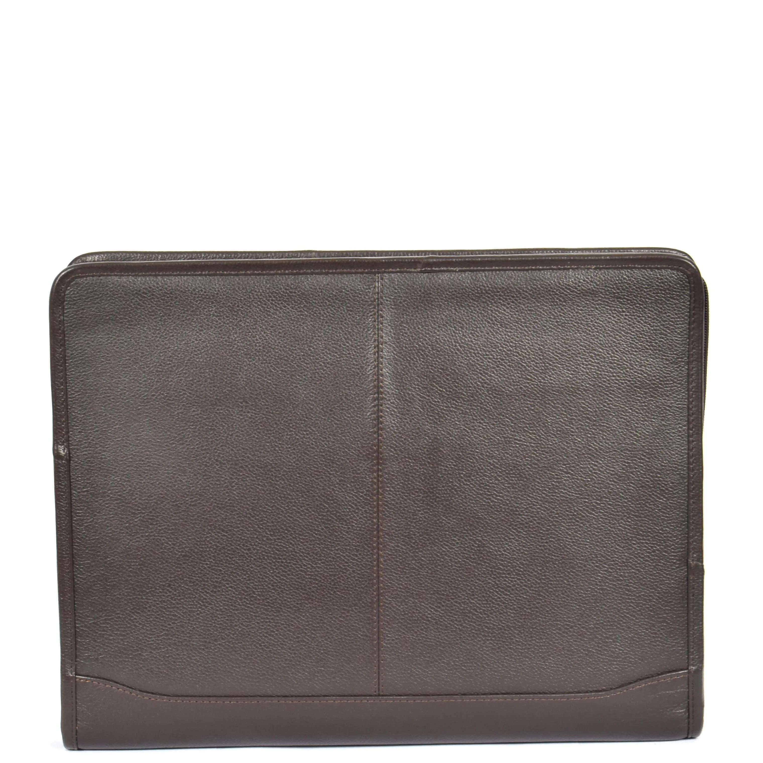 Zip Around Folio Leather Folder A4 Binder Organiser Underarm Bag A1 Brown