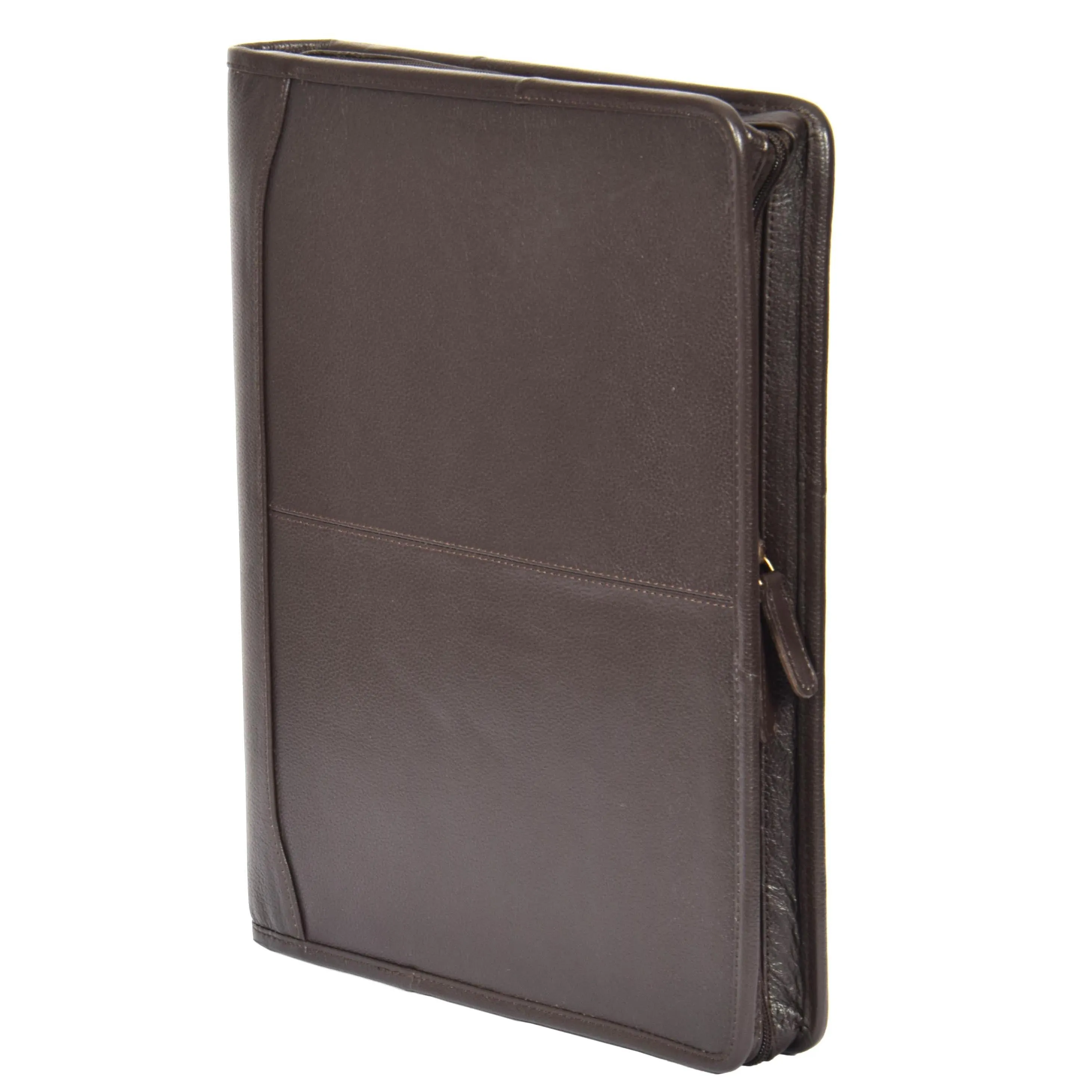 Zip Around Folio Leather Folder A4 Binder Organiser Underarm Bag A1 Brown