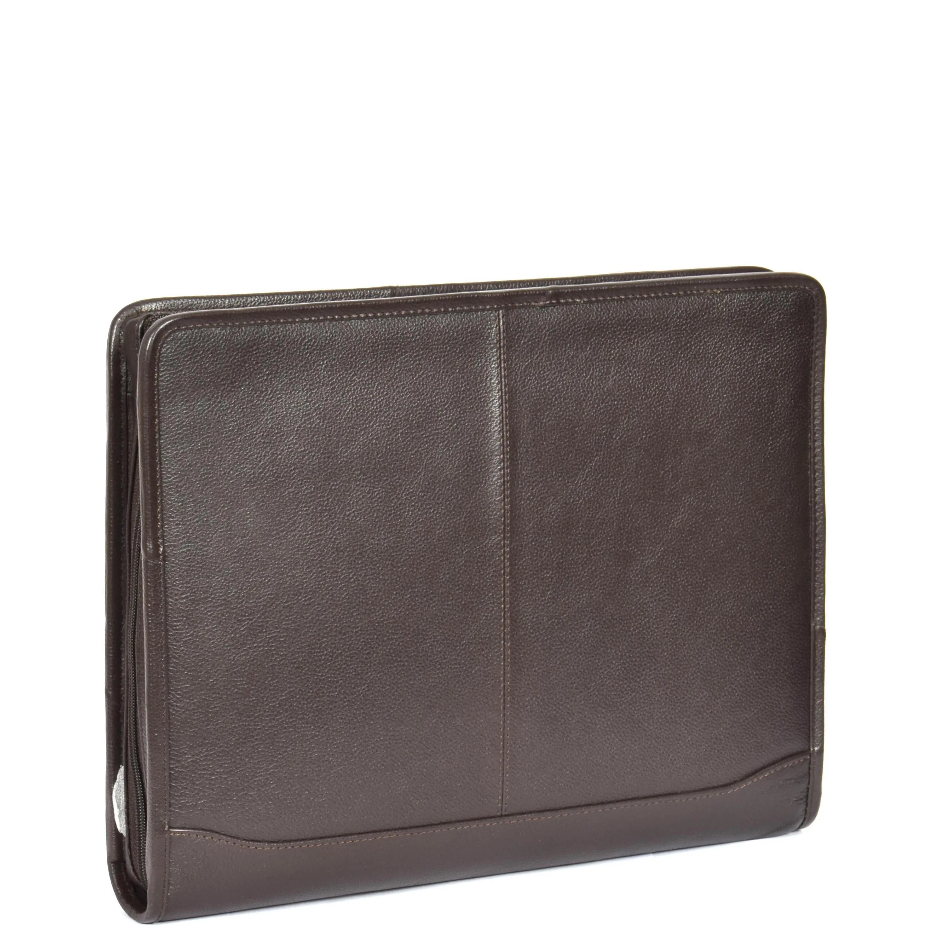 Zip Around Folio Leather Folder A4 Binder Organiser Underarm Bag A1 Brown